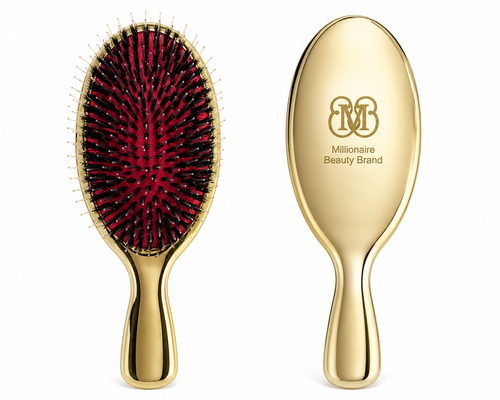 Gold hair extension brush